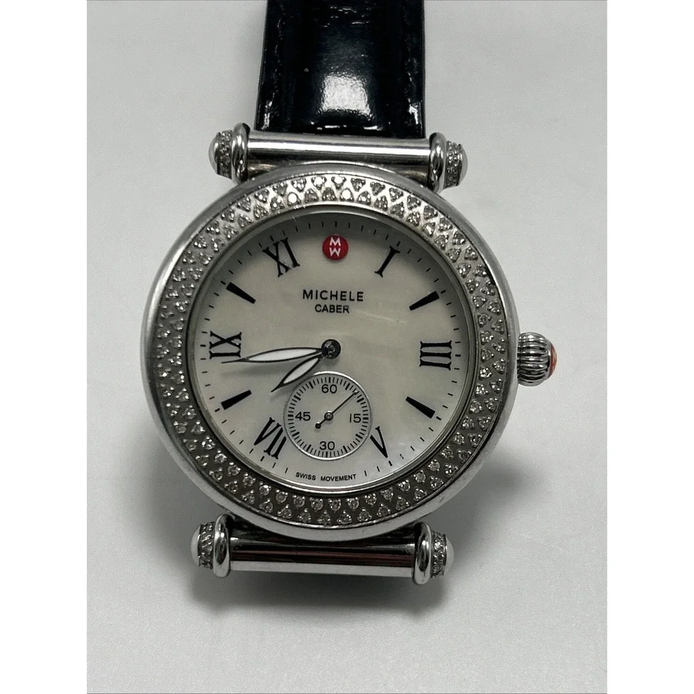 Women's Diamond Michele Caber Dress Watch Black Band